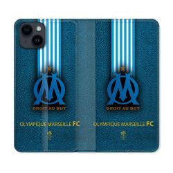 Housse Cuir Portefeuille Pour Iphone 15 (6,1) Olympique Marseille OM Bande