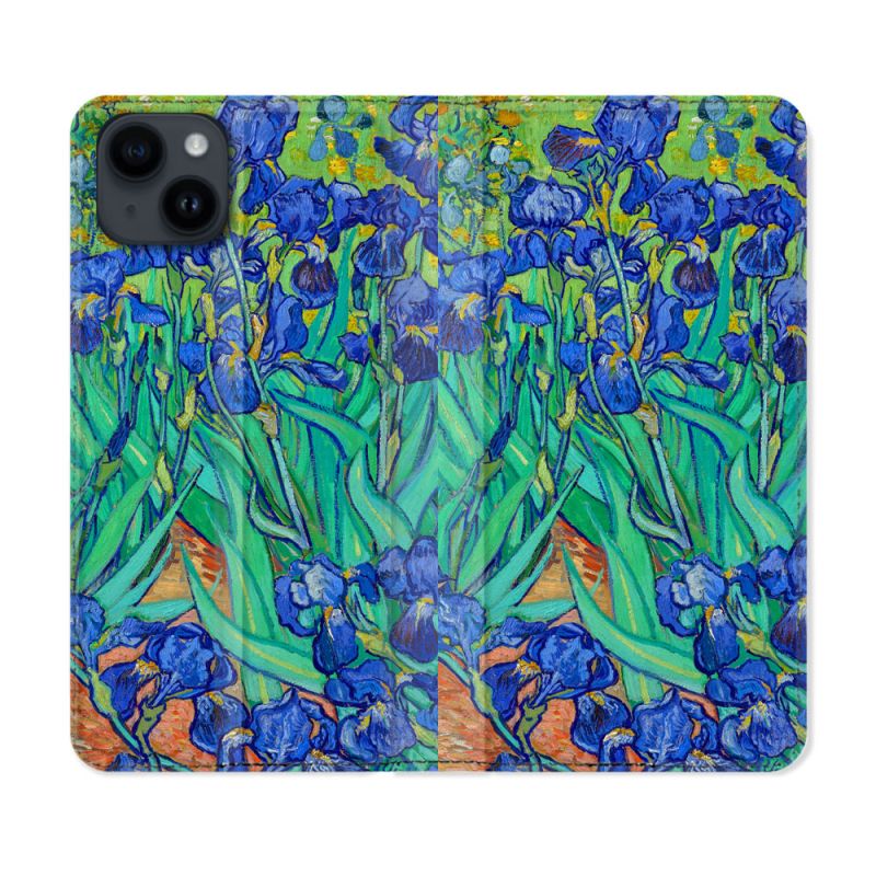 Housse Cuir Portefeuille Pour Iphone 15 (6,1) Peinture Iris