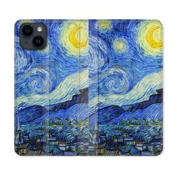 Housse Cuir Portefeuille Pour Iphone 15 (6,1) Peinture La nuit étoilée