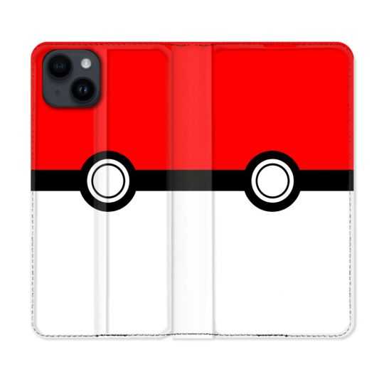 Housse Cuir Portefeuille Pour Iphone 15 (6,1) Pokemon Pokeball