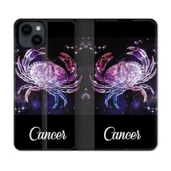Housse Cuir Portefeuille Pour Iphone 15 (6,1) Signe Zodiaque 2 Cancer
