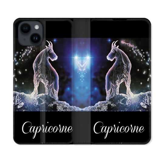 Housse Cuir Portefeuille Pour Iphone 15 (6,1) Signe Zodiaque 2 Capricorne