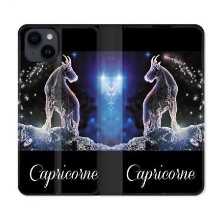 Housse Cuir Portefeuille Pour Iphone 15 (6,1) Signe Zodiaque 2 Capricorne