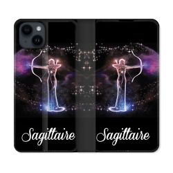 Housse Cuir Portefeuille Pour Iphone 15 (6,1) Signe Zodiaque 2 Sagittaire