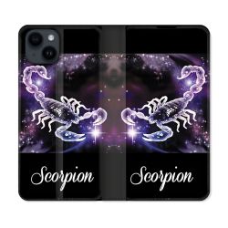 Housse Cuir Portefeuille Pour Iphone 15 (6,1) Signe Zodiaque 2 Scorpion
