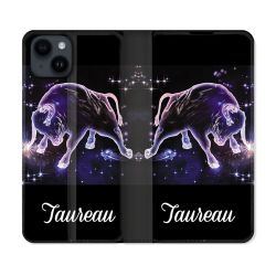 Housse Cuir Portefeuille Pour Iphone 15 (6,1) Signe Zodiaque 2 Taureau