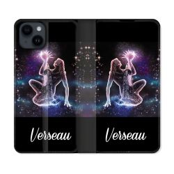 Housse Cuir Portefeuille Pour Iphone 15 (6,1) Signe Zodiaque 2 Verseau