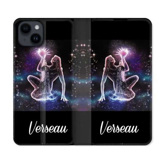 Housse Cuir Portefeuille Pour Iphone 15 (6,1) Signe Zodiaque 2 Verseau