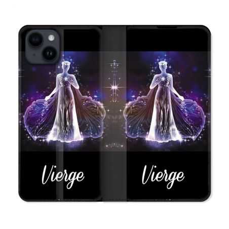 Housse Cuir Portefeuille Pour Iphone 15 (6,1) Signe Zodiaque 2 Vierge