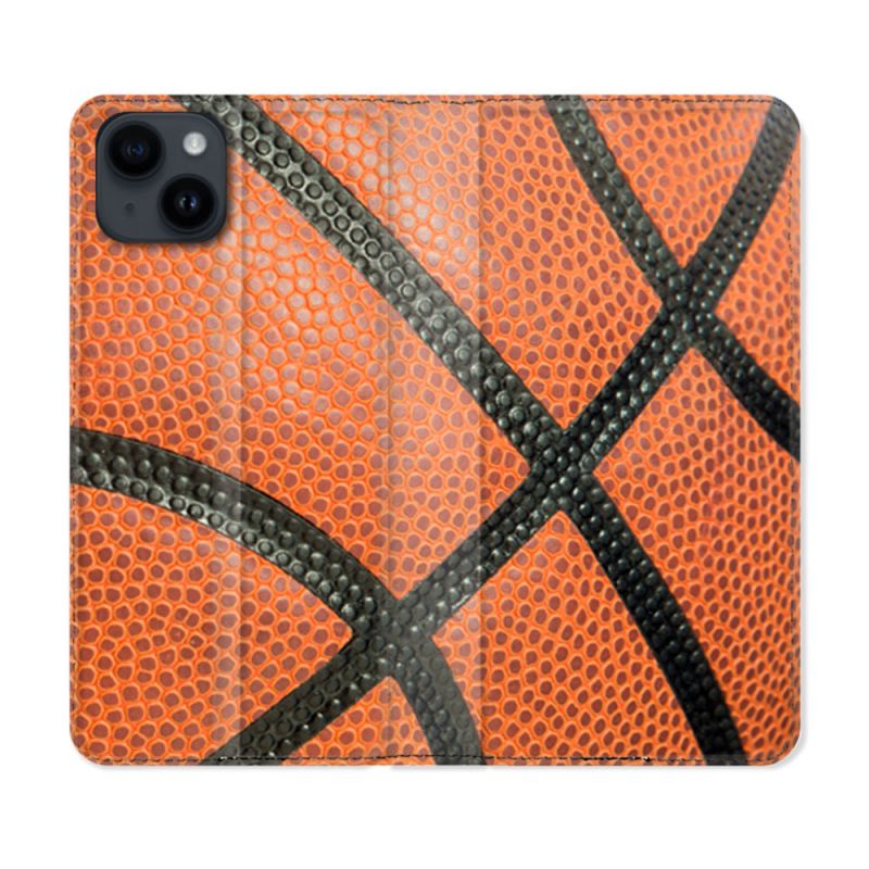 Housse Cuir Portefeuille Pour Iphone 15 (6,1) Sport Ballon Basket