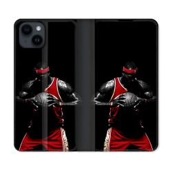 Housse Cuir Portefeuille Pour Iphone 15 (6,1) Sport Basketeur