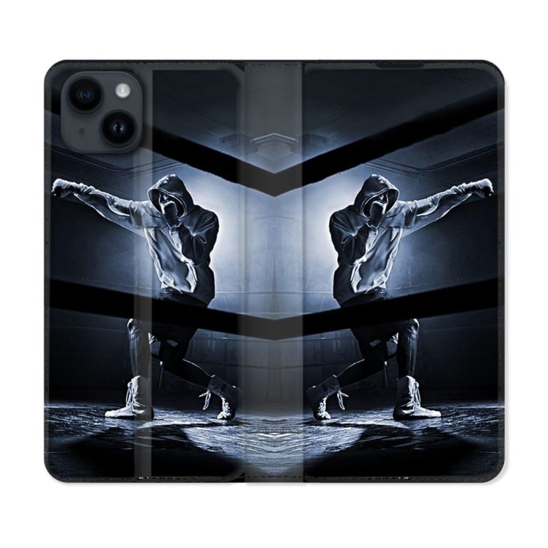 Housse Cuir Portefeuille Pour Iphone 15 (6,1) Sport Boxe Poing