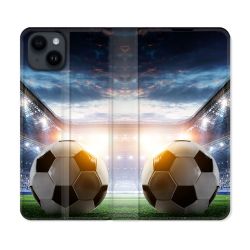 Housse Cuir Portefeuille Pour Iphone 15 (6,1) Sport Football Stade