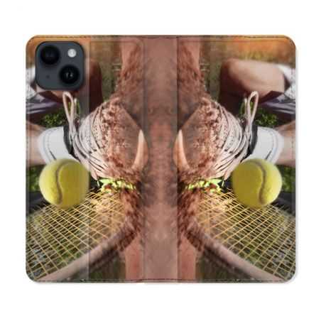 Housse Cuir Portefeuille Pour Iphone 15 (6,1) Sport Tennis Glissade