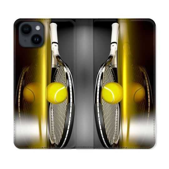Housse Cuir Portefeuille Pour Iphone 15 (6,1) Sport Tennis Reflet