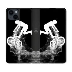 Housse Cuir Portefeuille Pour Iphone 15 (6,1) Sport VTT Noir