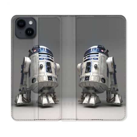 Housse Cuir Portefeuille Pour Iphone 15 (6,1) Star Wars - R2D2