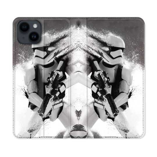 Housse Cuir Portefeuille Pour Iphone 15 (6,1) Star Wars - Trooper
