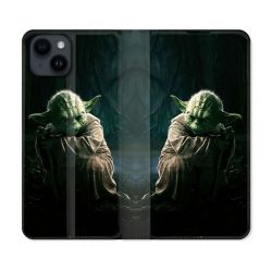 Housse Cuir Portefeuille Pour Iphone 15 (6,1) Star Wars - Yoda sombre