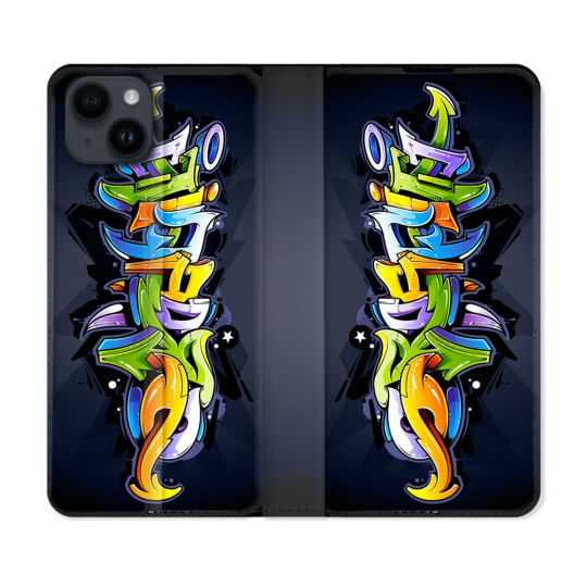 Housse Cuir Portefeuille Pour Iphone 15 (6,1) Street Art Graffiti