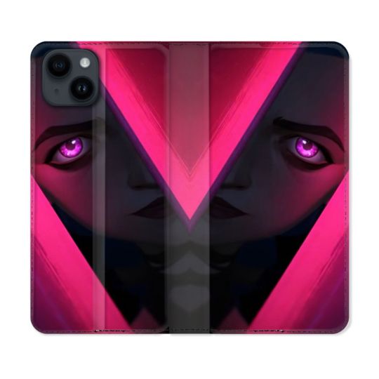 Housse Cuir Portefeuille Pour Iphone 15 Plus (6,7) Arcane Jynx Rose