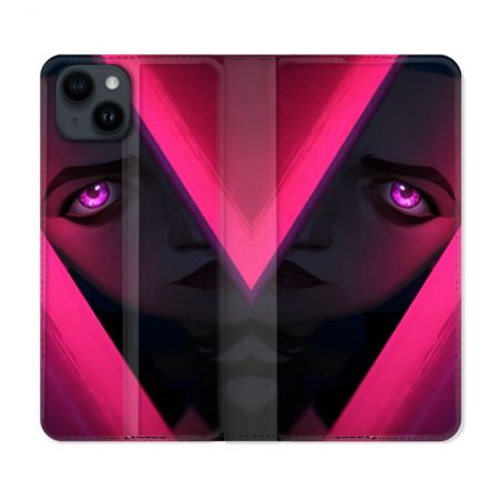 Housse Cuir Portefeuille Pour Iphone 15 Plus (6,7) Arcane Jynx Rose