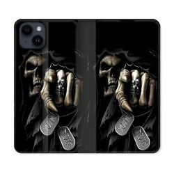 Housse Cuir Portefeuille Pour Iphone 15 (6,1) Tete de Mort Your Next
