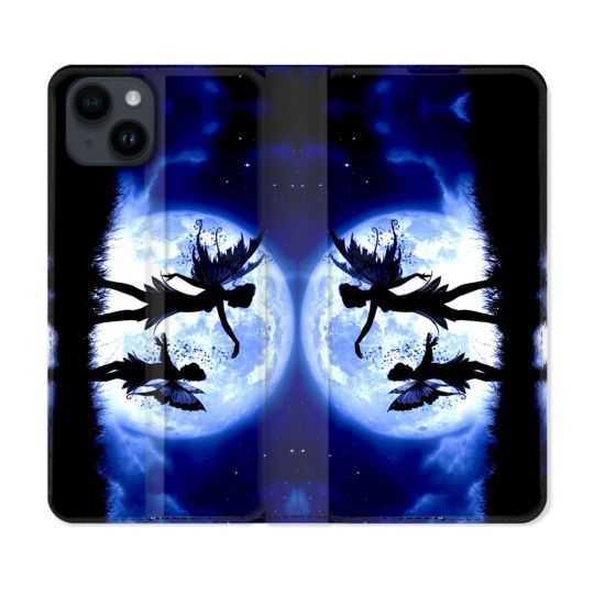 Housse Cuir Portefeuille Pour Iphone 15 Plus (6,7) Fantastique Fee Lune