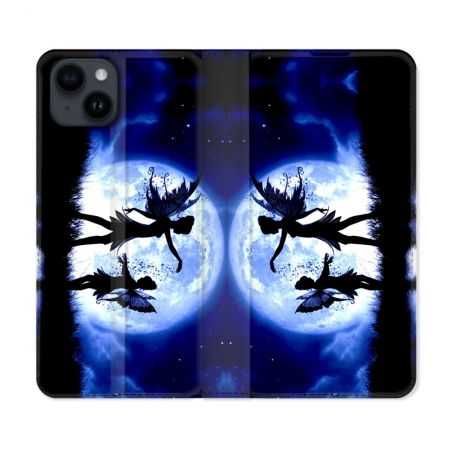 Housse Cuir Portefeuille Pour Iphone 15 Plus (6,7) Fantastique Fee Lune