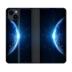 Housse Cuir Portefeuille Pour Iphone 15 (6,1) Univers Planete Terre