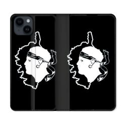 Housse Cuir Portefeuille Pour Iphone 15 (6,1) Voyage Corse Noir