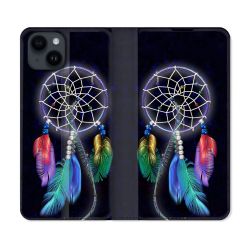Housse Cuir Portefeuille Pour Iphone 15 (6,1) Zen Attrape Reve Multicolore
