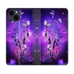 Housse Cuir Portefeuille Pour Iphone 15 (6,1) Zen Attrape Reve Papillon