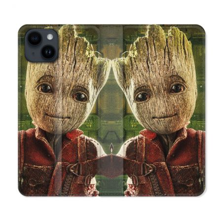 Housse Cuir Portefeuille Pour Iphone 15 Plus (6,7) Groot Vert