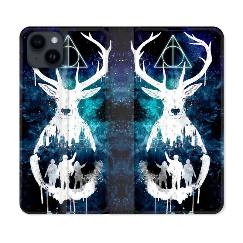 Housse Cuir Portefeuille Pour Iphone 15 Plus (6,7) Harry Potter Patronome