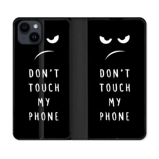 Housse Cuir Portefeuille Pour Iphone 15 Plus (6,7) Humour Don't Touch