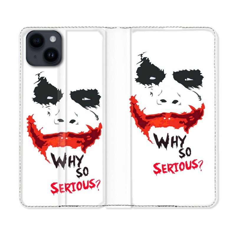 Housse Cuir Portefeuille Pour Iphone 15 Plus (6,7) Joker Blanc