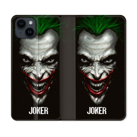 Housse Cuir Portefeuille Pour Iphone 15 Plus (6,7) Joker Noir