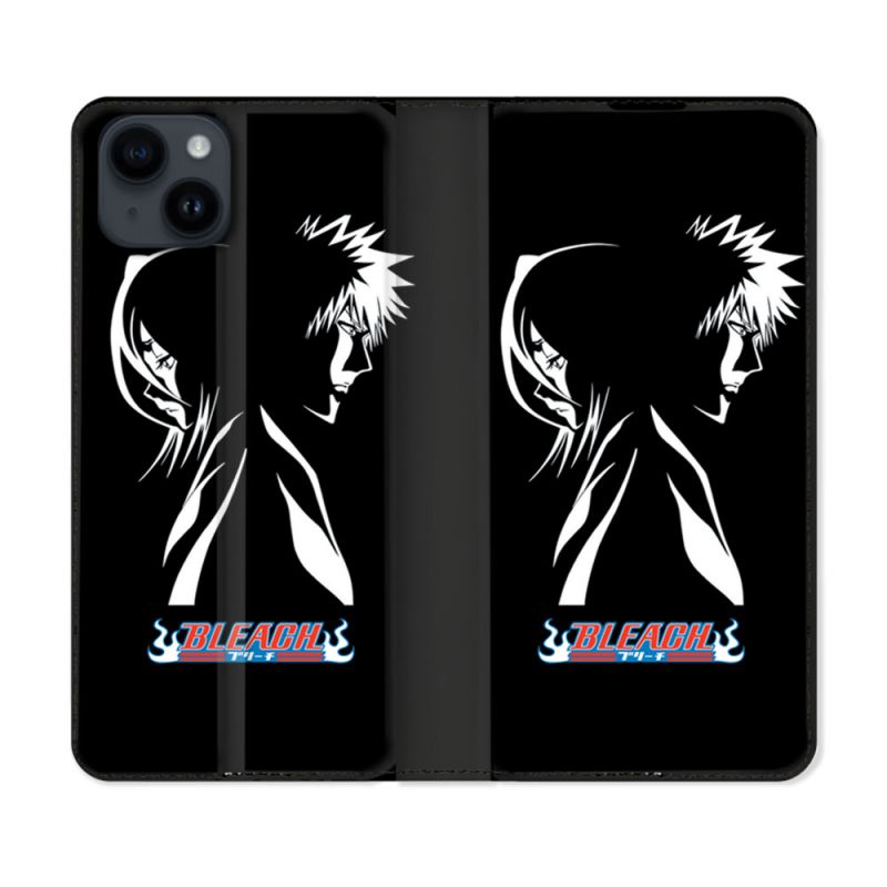 Housse Cuir Portefeuille Pour Iphone 15 Plus (6,7) Manga Bleach Duo