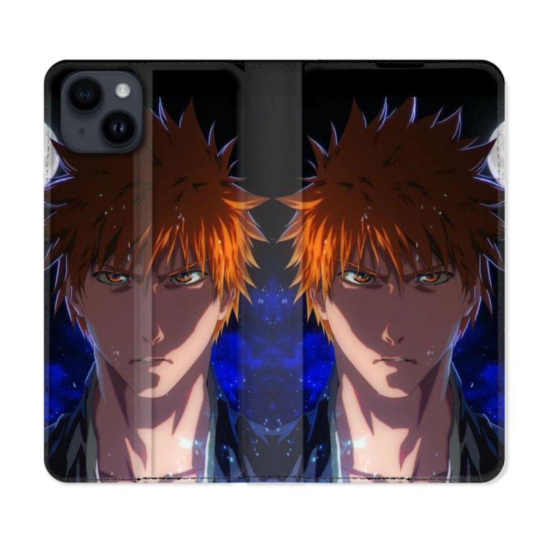 Housse Cuir Portefeuille Pour Iphone 15 Plus (6,7) Manga Bleach Ichigo