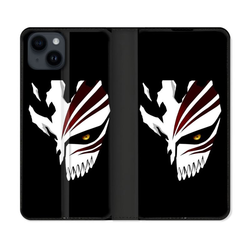Housse Cuir Portefeuille Pour Iphone 15 Plus (6,7) Manga Bleach Masque