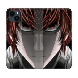 Housse Cuir Portefeuille Pour Iphone 15 Plus (6,7) Manga Death Note Kira