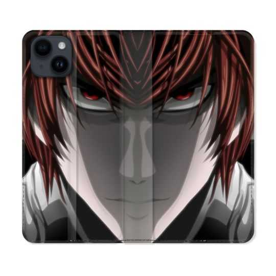 Housse Cuir Portefeuille Pour Iphone 15 Plus (6,7) Manga Death Note Kira
