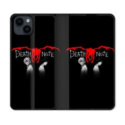 Housse Cuir Portefeuille Pour Iphone 15 Plus (6,7) Manga Death Note Noir