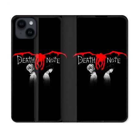 Housse Cuir Portefeuille Pour Iphone 15 Plus (6,7) Manga Death Note Noir