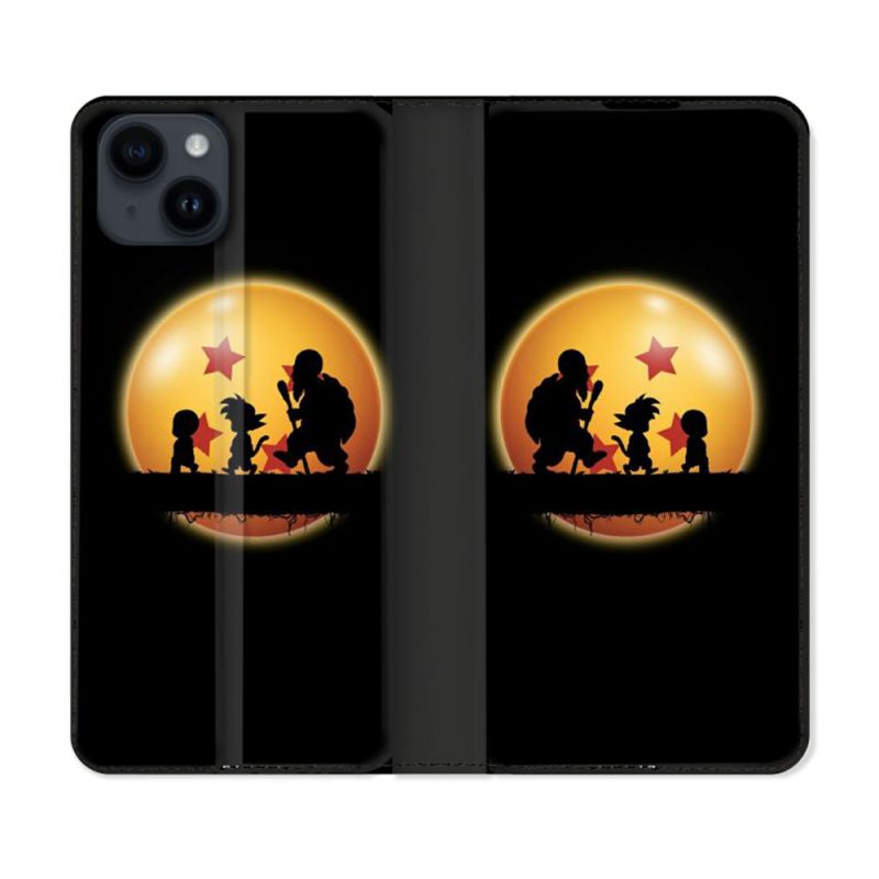 Housse Cuir Portefeuille Pour Iphone 15 Plus (6,7) Manga Dragon Ball Vintage