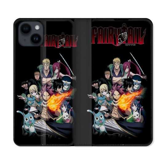 Housse Cuir Portefeuille Pour Iphone 15 Plus (6,7) Manga Fairy Tail Logo Team