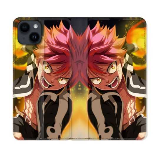 Housse Cuir Portefeuille Pour Iphone 15 Plus (6,7) Manga Fairy Tail Natsu