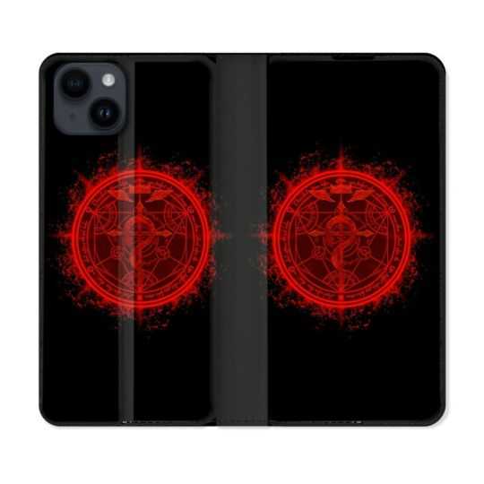 Housse Cuir Portefeuille Pour Iphone 15 Plus (6,7) Manga Fullmetal Alchemist Logo