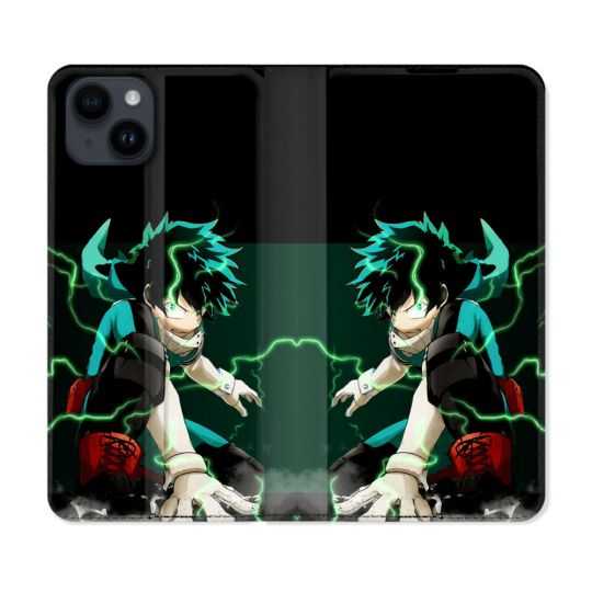 Housse Cuir Portefeuille Pour Iphone 15 Plus (6,7) Manga My Hero Academia Deku